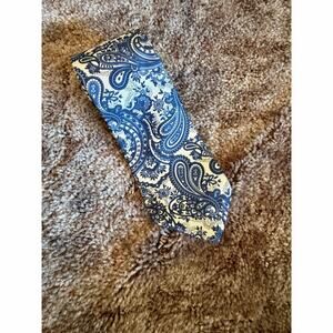 Vintage Raphaël Roma Milano 100% Silk Paisley Tie – Blue & White, Made in Italy